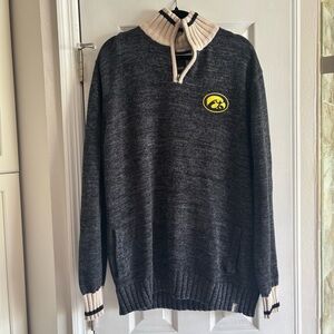 Men's Iowa Hawkeyes Black and Cream 1/4 zip Sweater